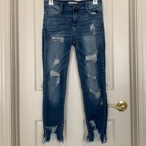 Dark wash, Boyfriend ripped jeans